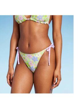 Target wild fable reversible bikini set green floral gingham